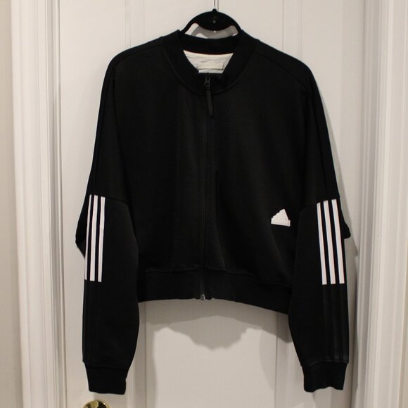 Adidas | Women's Plus Size | Cropped Track Top Jacket | Black | 2X - Picture 2 of 7